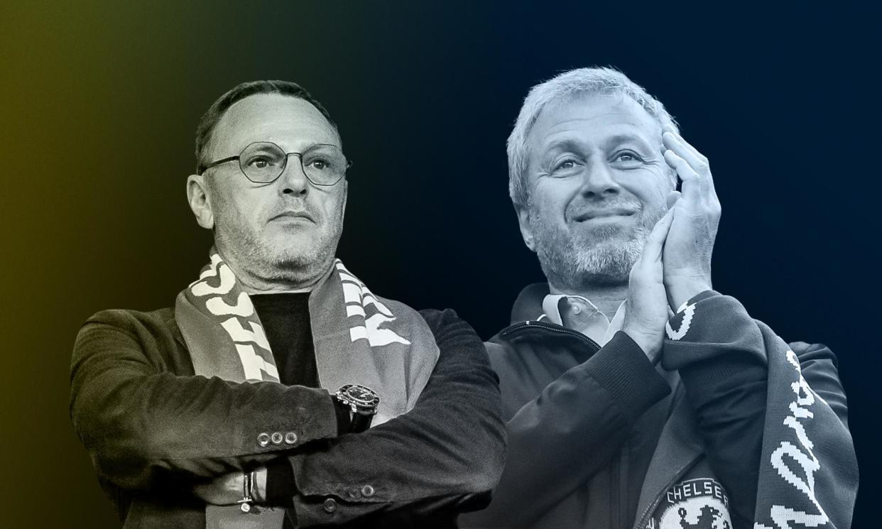 <span>Valerie Oyf, owner of Vitesse (left), and the former Chelsea owner Roman Abramovich.</span><span>Composite: Pro Shots/Sipa USA/Alamy; EPA</span>