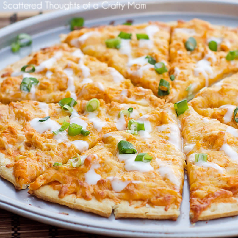 <p>Scattered Thoughts of a Crafty Mom</p><p>Make the most of your leftover buffalo chicken with this buffalo chicken pizza.</p><p><strong>Get the recipe: <a href="http://www.scatteredthoughtsofacraftymom.com/2014/02/buffalo-chicken-pizza-recipe.html" rel="nofollow noopener" target="_blank" data-ylk="slk:Buffalo Chicken Pizza;elm:context_link;itc:0;sec:content-canvas" class="link rapid-noclick-resp">Buffalo Chicken Pizza</a></strong></p>