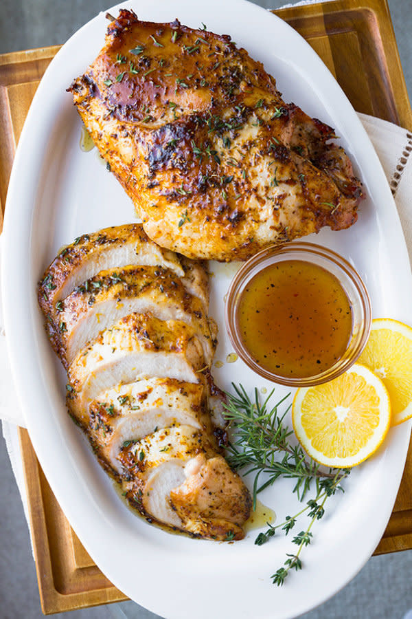 <strong>Get the <a href="http://thecozyapron.com/orange-honey-glazed-roasted-turkey-breasts/" target="_blank">Orange-Honey Glazed Roasted Turkey Breasts recipe</a> from A Cozy Apron</strong>