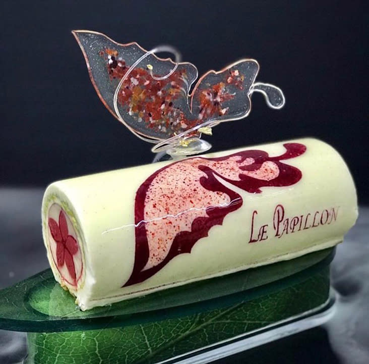 At the World Pastry Cup, Loi created 'Le Papillion' as a larger ice cream cake complete with a spun sugar butterfly wing — Picture courtesy of Loi Ming Ai's Instagram