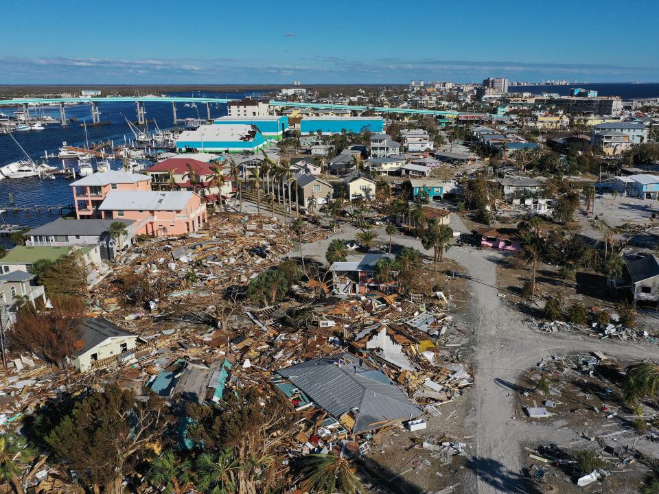 Fort Myers Beach sustained severe damage by the Category 4 Hurricane Ian.