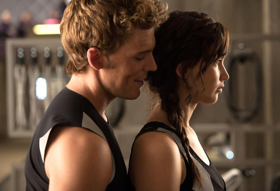 Sam Clafin and Jennifer Lawrence in Lionsgate's "The Hunger Games: Catching Fire" - 2013