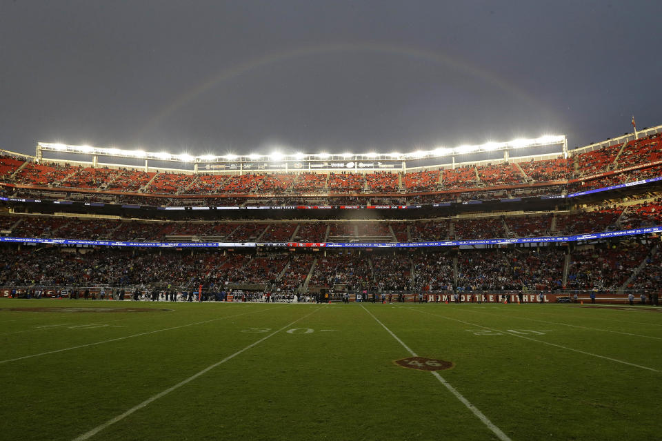 Levi’s Stadium, seen here in a file photo, will host players whose homes were affected by the California wildfires. (AP)
