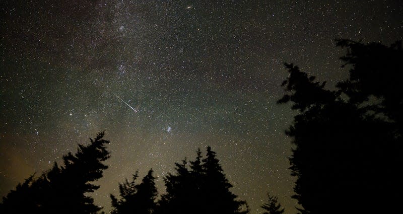 A 30-second exposure taken from Spruce Knob in West Virginia August 2021, showing a meteor from the yearly Perseid meteor shower.