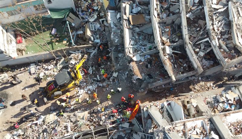 土耳其地震後死傷慘重，台灣搜救隊前進救援。（圖／消防署提供）