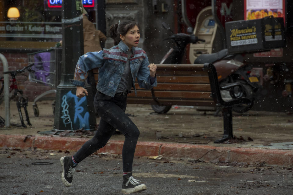 Xochitl Gomez as America Chavez in Marvel Studios' DOCTOR STRANGE IN THE MULTIVERSE OF MADNESS.<span class="copyright">Jay Maidment—©Marvel Studios 2022.</span>