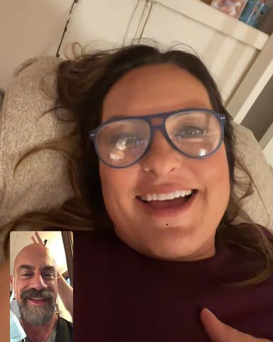 <p>Chris Meloni/Instagram</p> Mariska Hargitay and Christopher Meloni on FaceTime