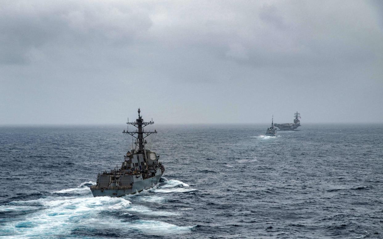US naval destroyers on patrol in the Arabian Sea, where the attack took place - afp