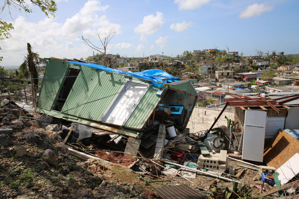 Destruction in Villa Hugo 1 three weeks after Hurricane Maria. (Photo: Carolina Moreno/HuffPost)