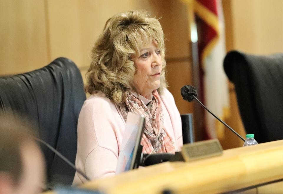 Shasta County Supervisor Mary Rickert speaks during the Board of Supervisors meeting on Tuesday, March 1, 2022.