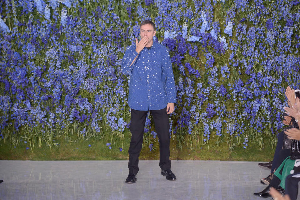 Dior’s delphinium mountain at the Louvre. 