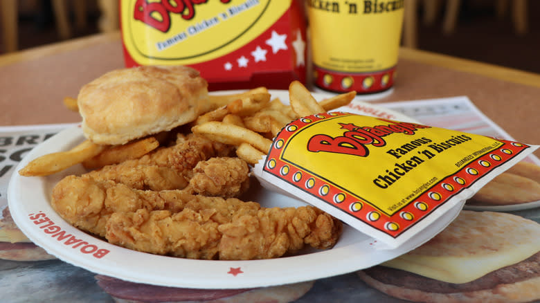 Bojangles' chicken, biscuit, and fries