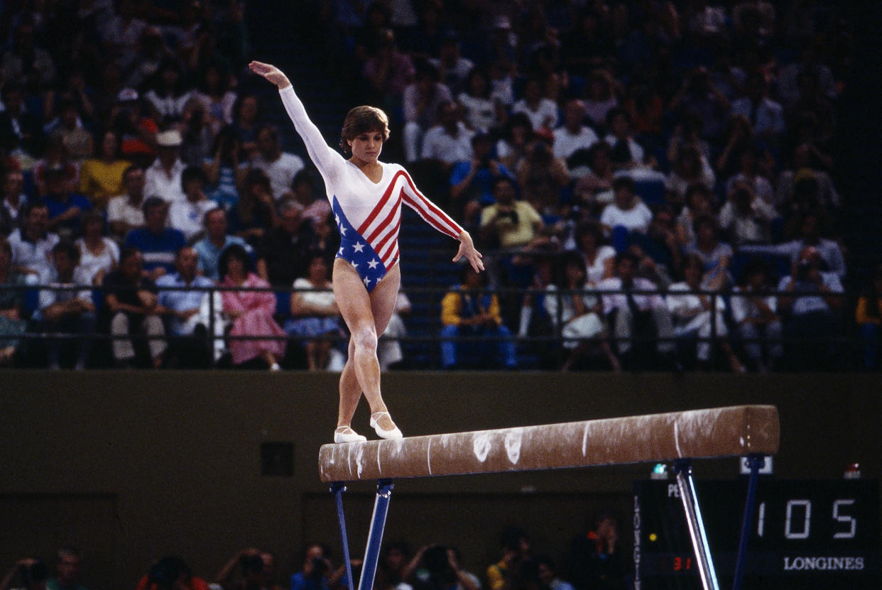 Mary Lou Retton, seen here at the 1984 Olympics in Los Angeles, is battling a rare form of pneumonia and is in the ICU.