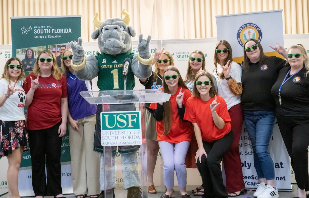 USF College of Education students have it made with the shades after signing contracts to teach in the School District of Manatee County during Education Signing Day.
