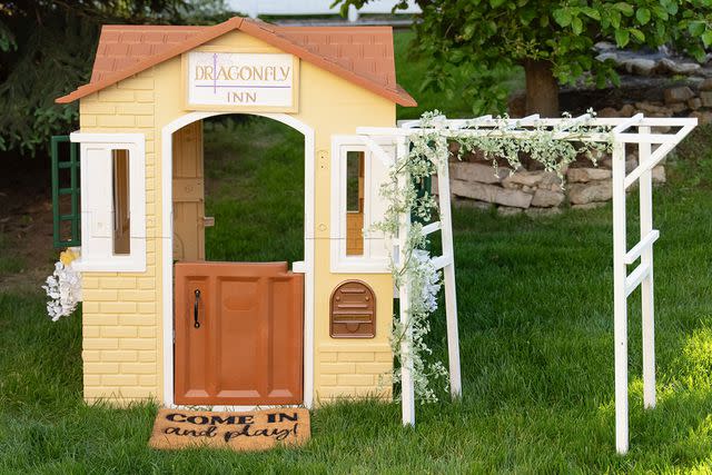 <p>Courtesy of Brittney Gage</p> Hazel's Gilmore Girls-themed playhouse