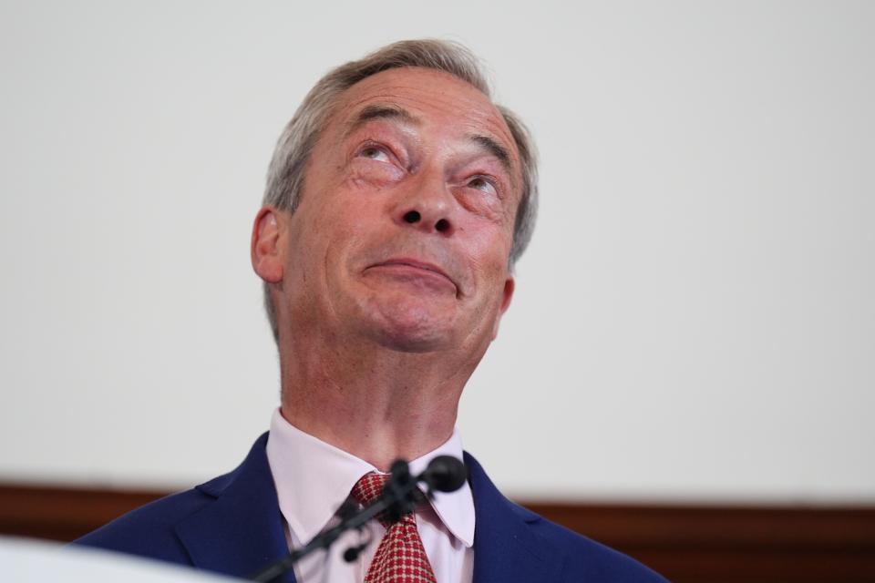 Reform UK leader Nigel Farage speaks to the media during a press conference (PA Wire)