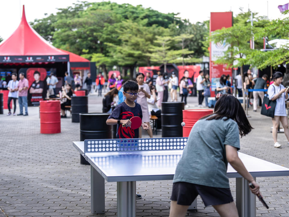 Attendees will be able to have some fun at the free play table tennis tables available at the Singapore Smash Park. Photo: World Table Tennis