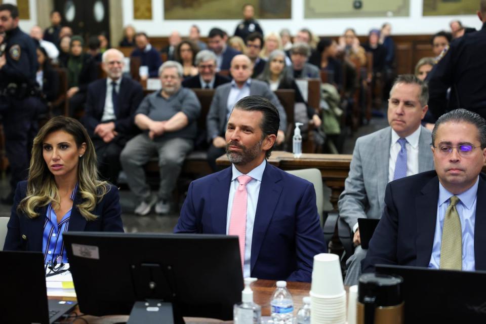 Donald Trump Jr on 1 November in the courtroom (AP)