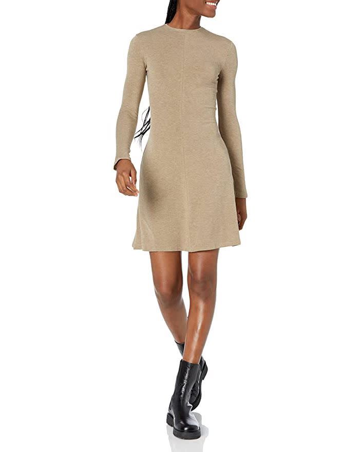 4) Long Sleeve Crew Neck Dress