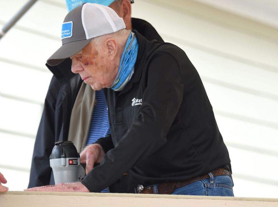 Former President Jimmy Carter at the Carter Work Project construction site with Habitat for Humanity in Nashville, Tennessee, earlier this month | AFF-USA/Shutterstock