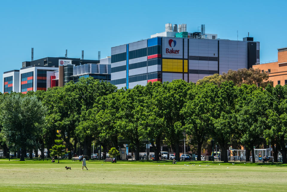 View of the Baker IDI building from the Fawkner park. Source: AAP