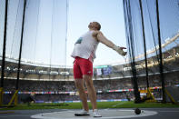 Wojciech Nowicki, of Poland, prepares for an attempt in the men's hammer throw final during the World Athletics Championships in Budapest, Hungary, Sunday, Aug. 20, 2023. (AP Photo/Bernat Armangue)
