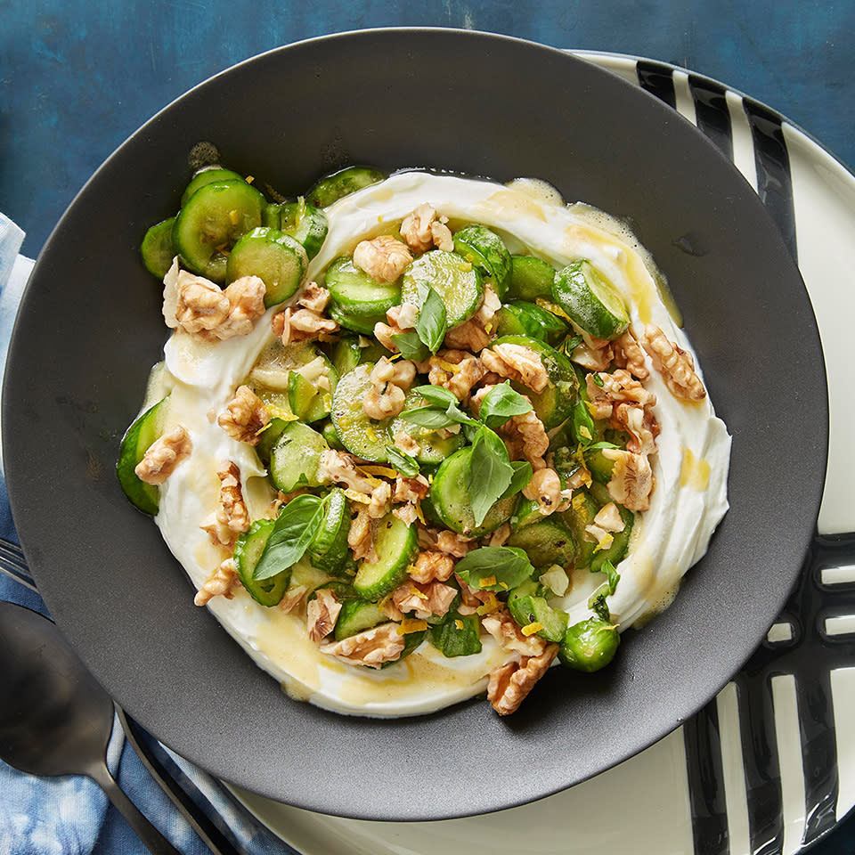 Cucumber with Basil, Yogurt, Walnuts & Browned Butter (Yanik Tereyagli Cacik)