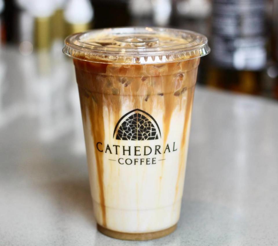 A beautiful caramel macchiato from Cathedral Coffee is just what you need. courtesy of Cathedral Coffee's Facebook page