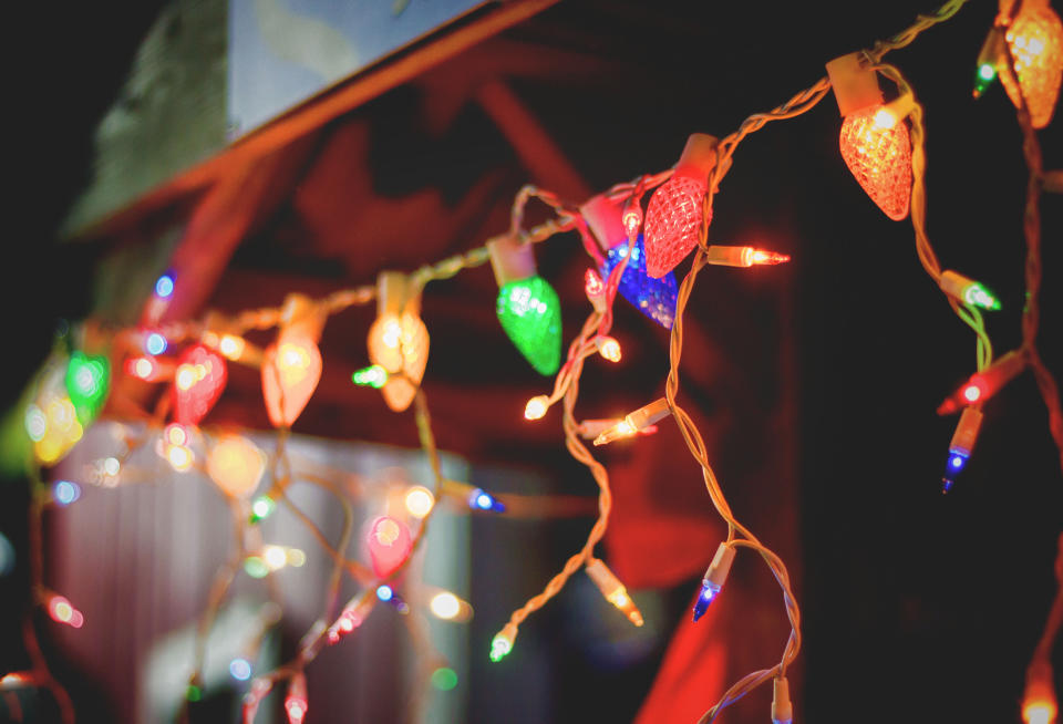 Low Angle View Of Illuminated Christmas Light At Night