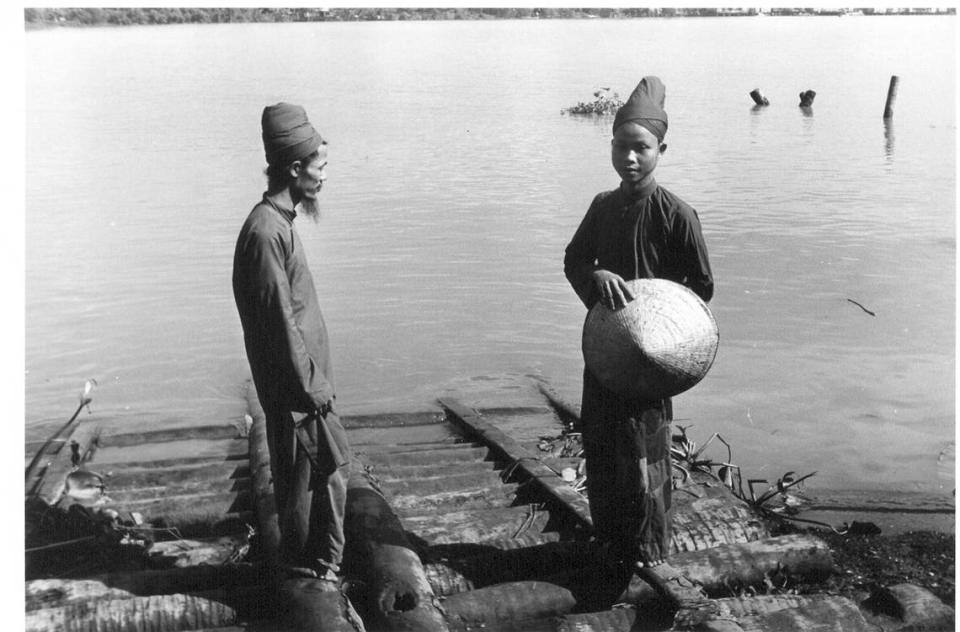 Ca dao singers by the Mekong River near My Tho in Vietnam, where poet and retired NC State English professor John Balaban recorded them.