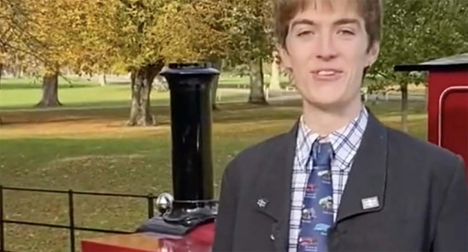 Francis Bourgeois is pictured next to a train.