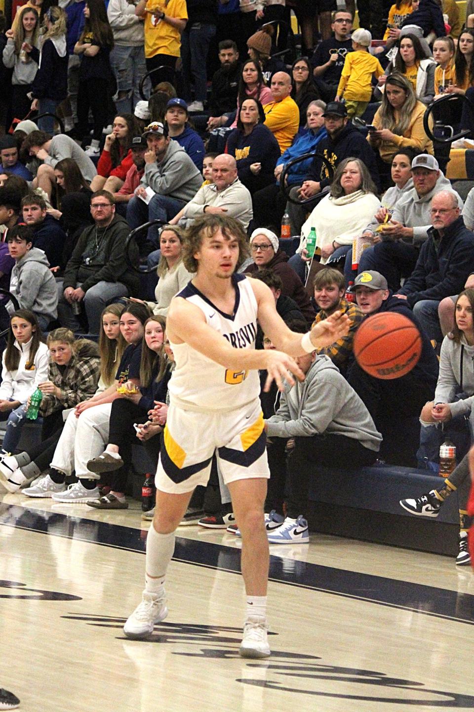 Mooresville sophomore Hogan Denny passes the ball during Friday's Mid-State Conference game against Plainfield at home. 
