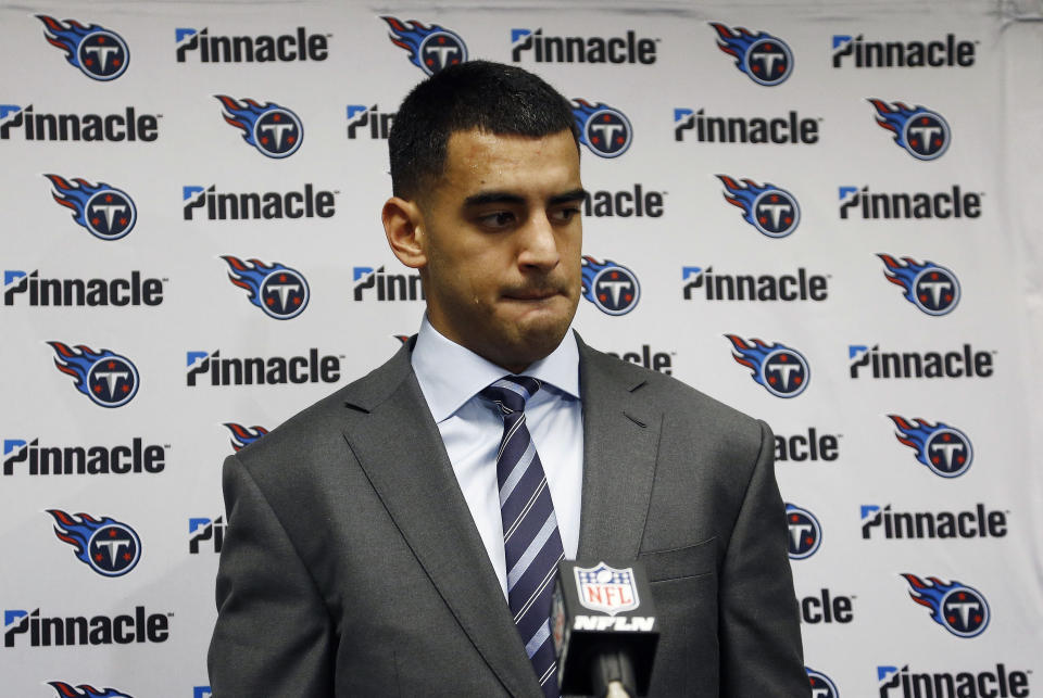 Tennessee Titans quarterback Marcus Mariota had a rough performance against Arizona. (AP)