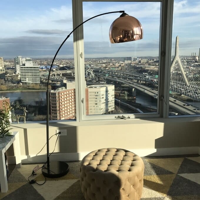 Reviewer's picture of the bronze corner lamp