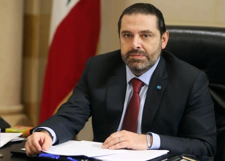 FILE PHOTO: Lebanese Prime Minister Saad al-Hariri is seen during the meeting to discuss a draft policy statement at the governmental palace in Beirut