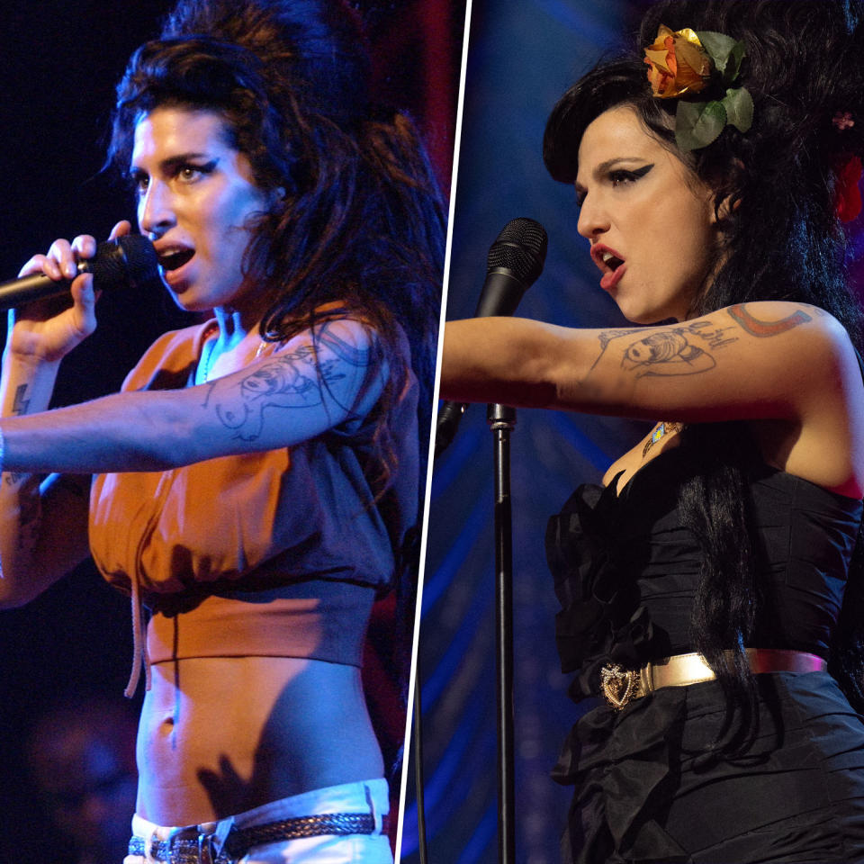 Amy Winehouse, Marisa Abela (Getty Images, Focus Features)