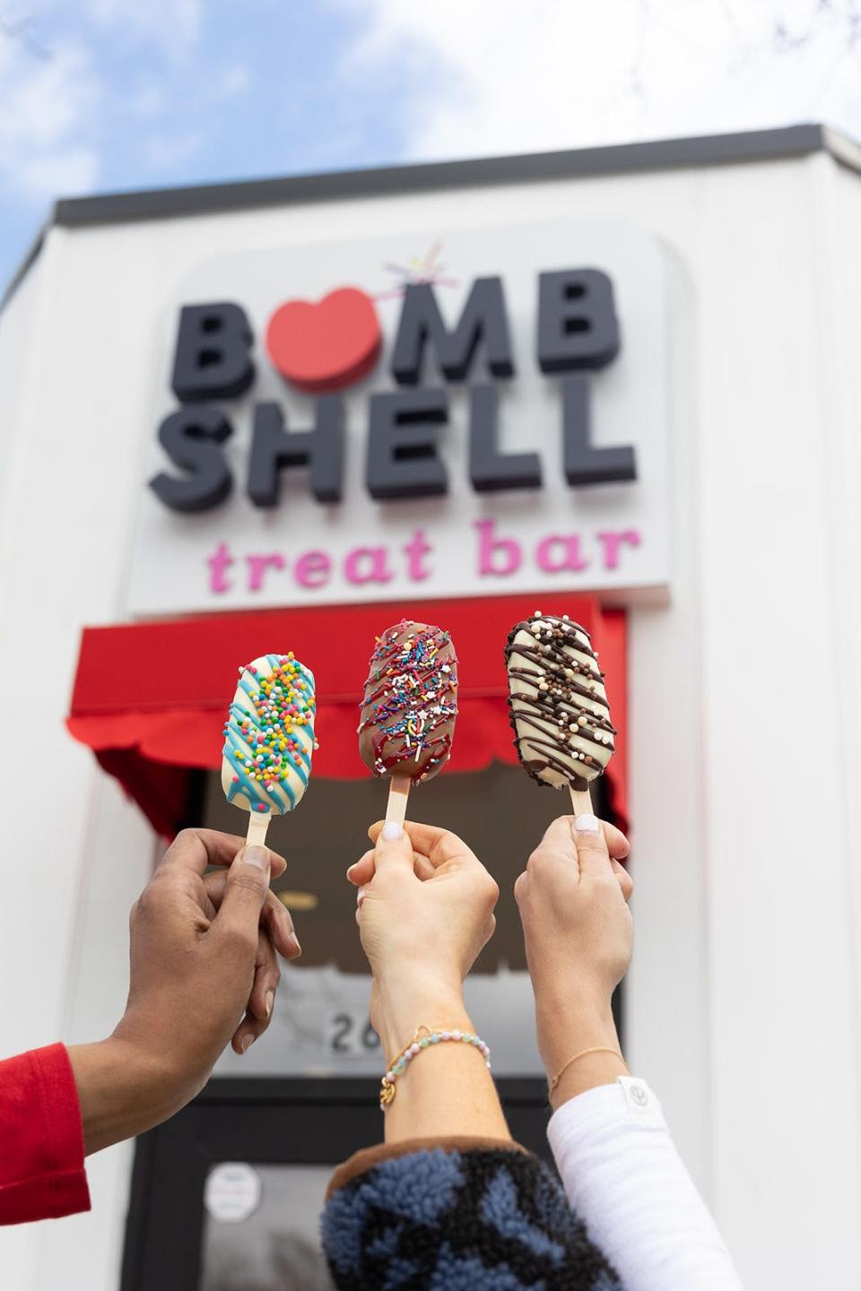 Bombshell Treat Bar is known for its homemade and over-the-top dipped ice cream bars in a range of signature and seasonal flavors.