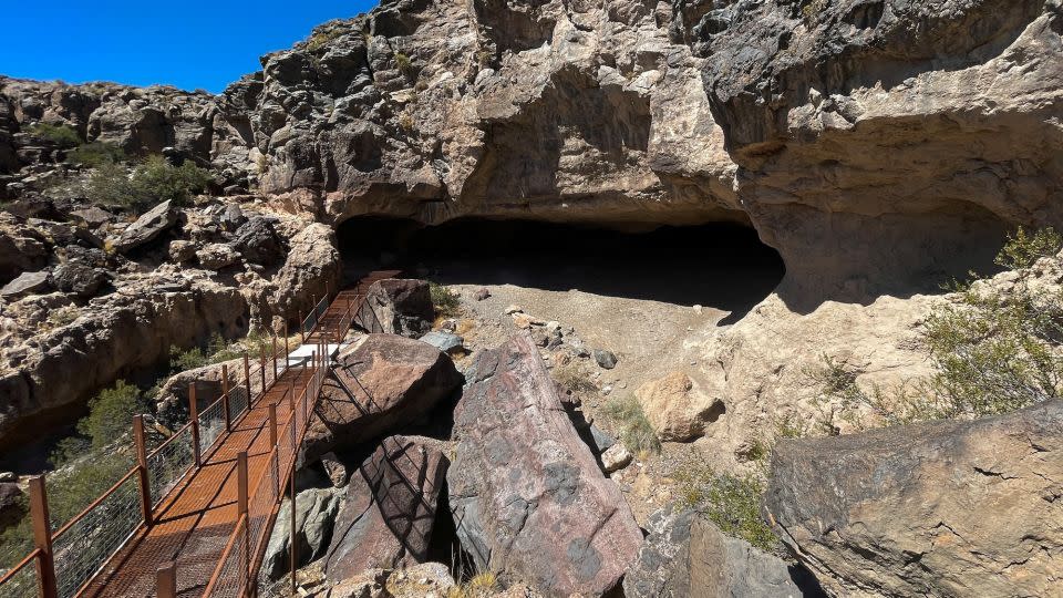 A general view of the Huenul 1 cave where scientists discovered the oldest dated cave art in South America, with nearly 8,200 years old, in Neuquen, Argentina March 3, 2024. REUTERS/Miguel Lo Bianco - Miguel Lo Bianco/Reuters