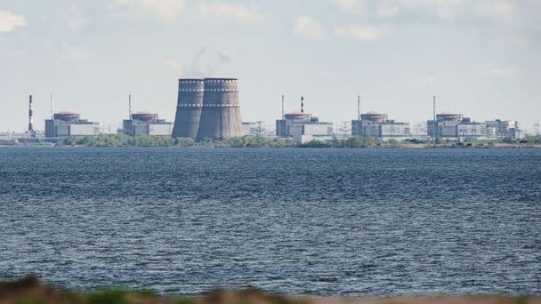 PHOTO: A general view  from Nikopol shows the Zaporizhzhia nuclear power plant, situated in Enerhodar, Ukriane, April 27, 2022.  (Ed Jones/AFP via Getty Images, FILE)