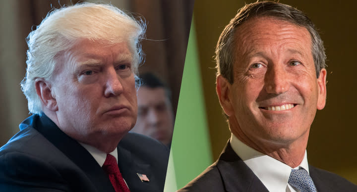 President Trump and Rep. Mark Sanford. (Photos: Shawn Thew, Richard Ellis/Pool via Getty)