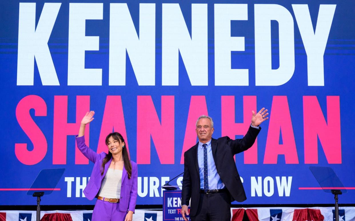 Independent US presidential candidate Robert F Kennedy Jr and his running mate Nicole Shanahan