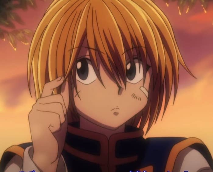 Kurapika playing with his hair