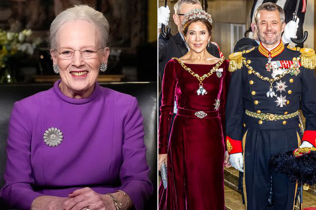 <p>Keld Navntoft / Ritzau Scanpix / AFP via Getty; Patrick van Katwijk/Getty</p> Queen Margrethe's New Year's Address on Dec. 31, 2023: Crown Princess Mary and Crown Prince Frederik at Amalienborg Palace on Jan. 1.