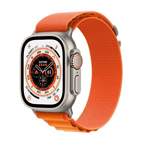 Apple Watch Ultra [GPS + Cellular 49mm] Smart Watch w/Rugged Titanium Case & Orange Alpine Loop…