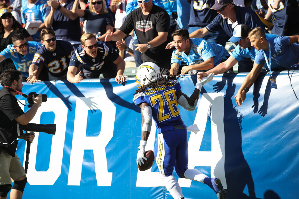 These fans seem to recognize Chargers running back Melvin Gordon. (Getty Images)