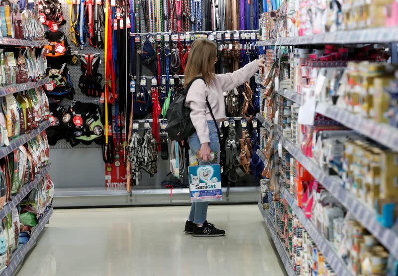 FILE PHOTO: A woman shops in the AlphaZoo pet shop in Budapest