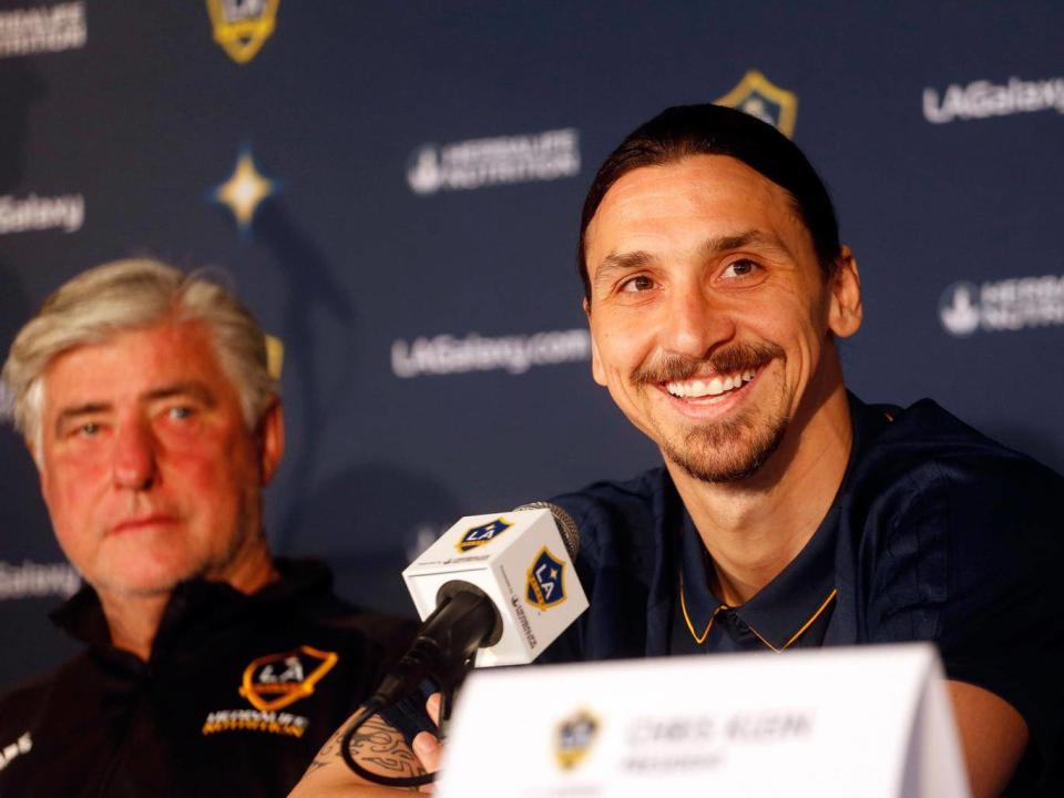 Zlatan Ibrahimovic at his LA Galaxy unveiling (AP)