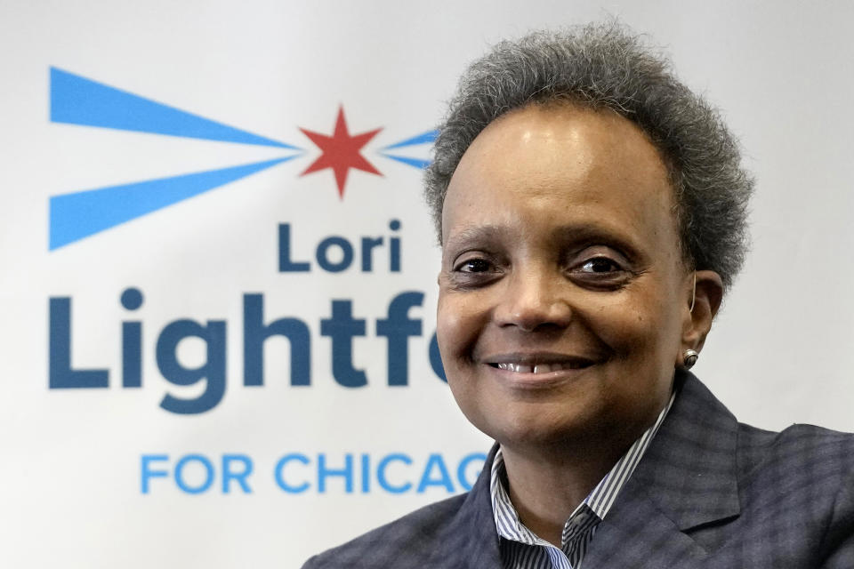 Chicago mayor Lori Lightfoot smiles as she listens during Women for Lori Rally in Chicago, Saturday, Feb. 25, 2023. Lightfoot is fighting for reelection Tuesday after a history-making but tumultuous four years in office and a bruising campaign threaten to make her the city's first one-term mayor in decades. (AP Photo/Nam Y. Huh)