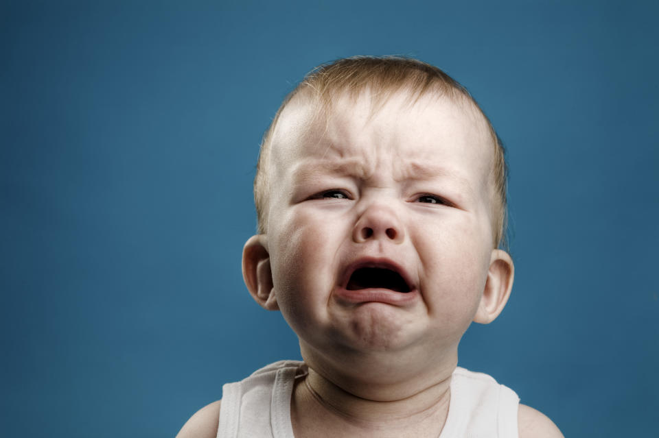 Photo of a crying nine-month-old baby