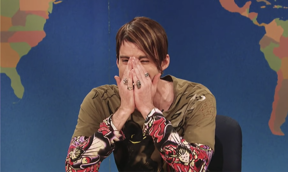 Stefon breaking during a sketch